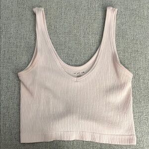 baby pink ribbed cropped tank top